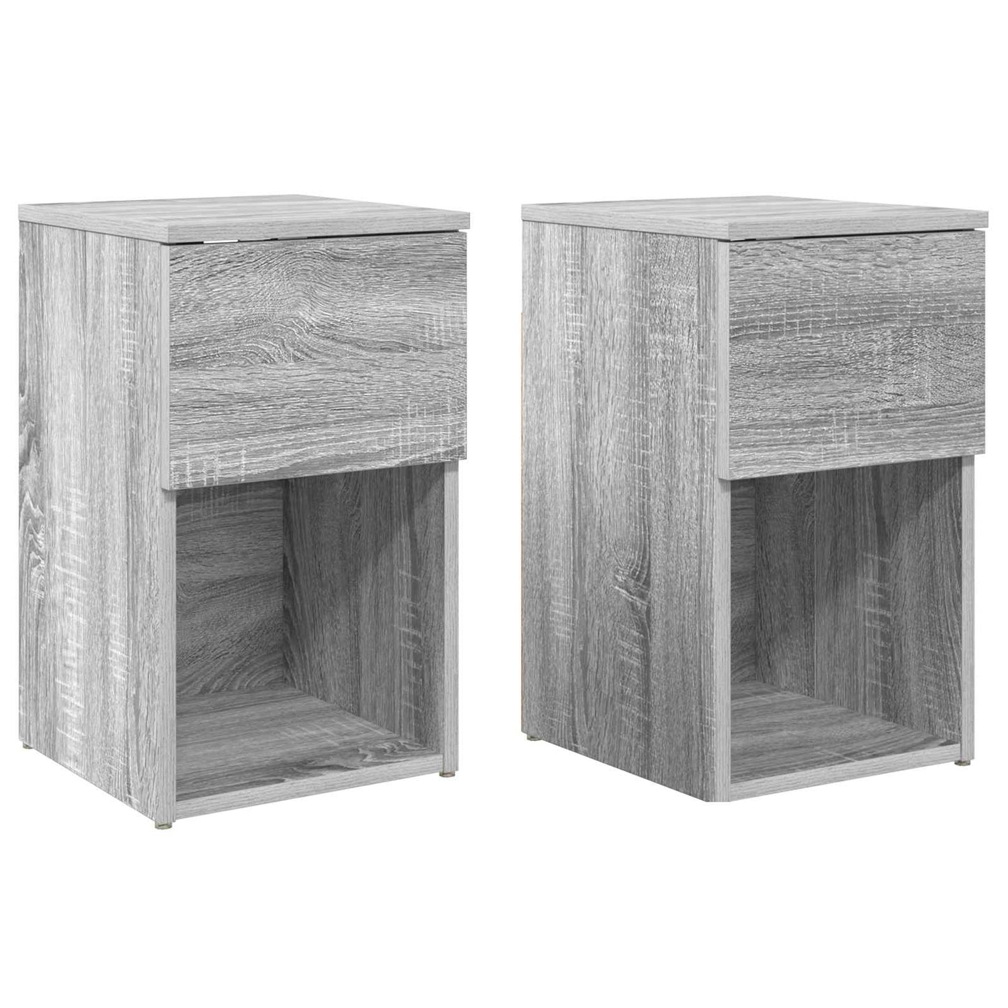 Sengeskab 2 pcs Grå sonoma-eg 29 x 31,5 x 49 cm Konstrueret træ