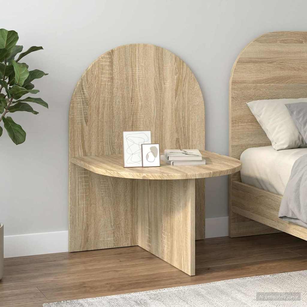 Sengebord 2 pcs Sonoma-eg 48 x 49 x 65 cm Konstrueret træ billede