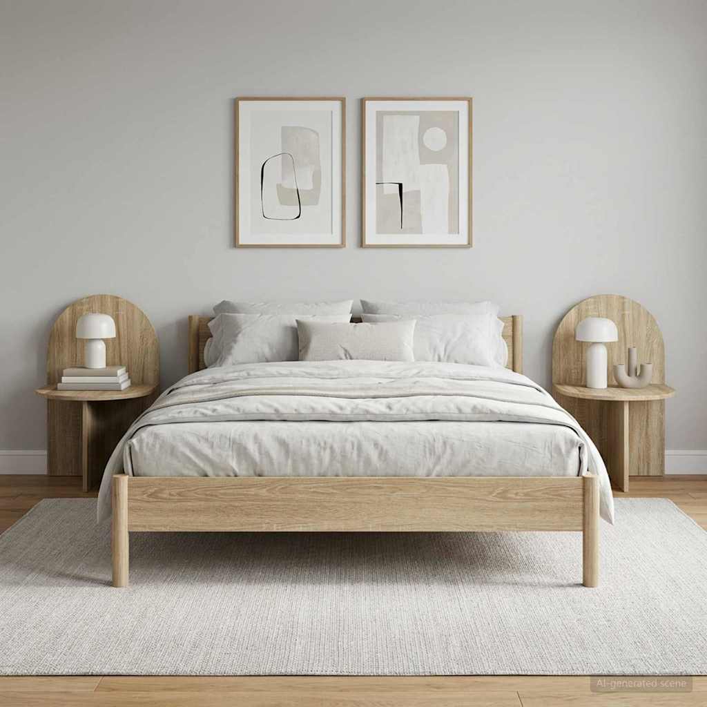 Sengebord 2 pcs Sonoma-eg 48 x 49 x 65 cm Konstrueret træ