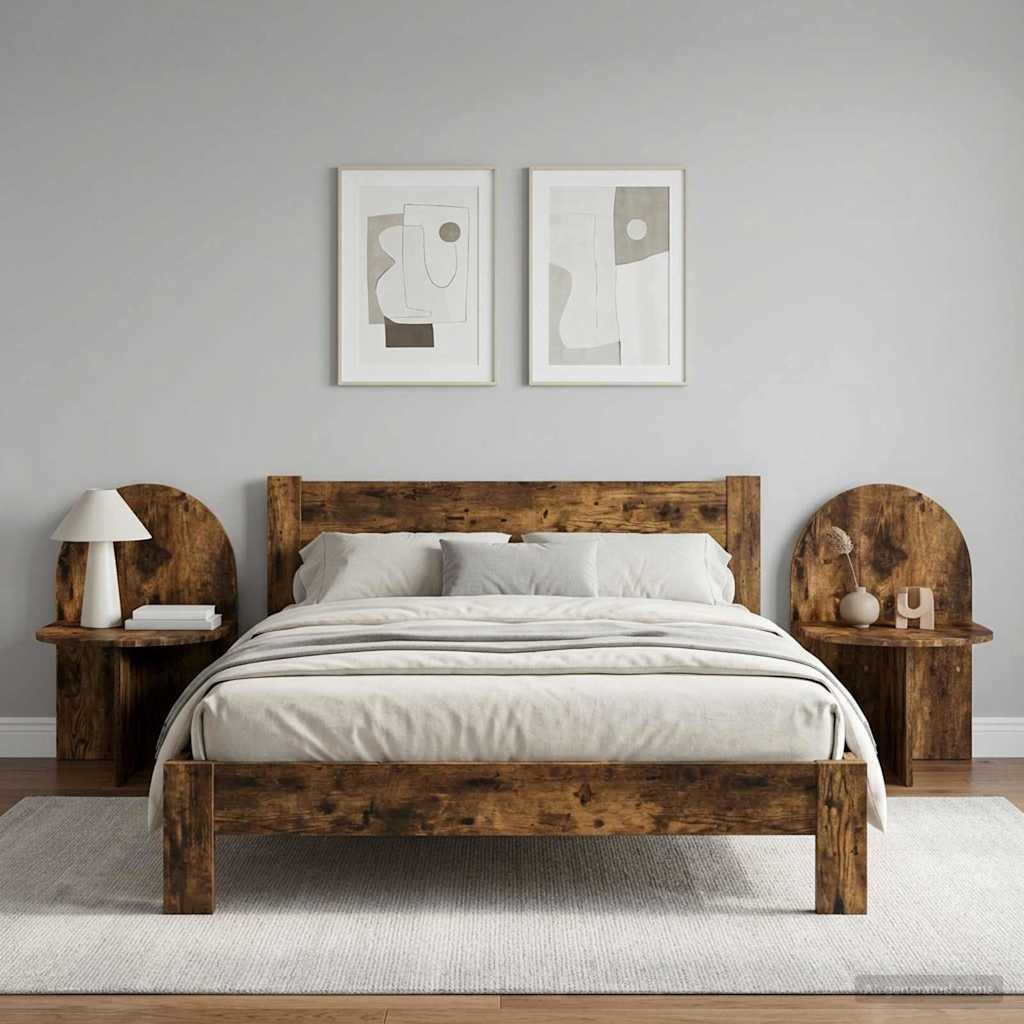 Sengebord 2 pcs Røget eg 48 x 49 x 65 cm Konstrueret træ