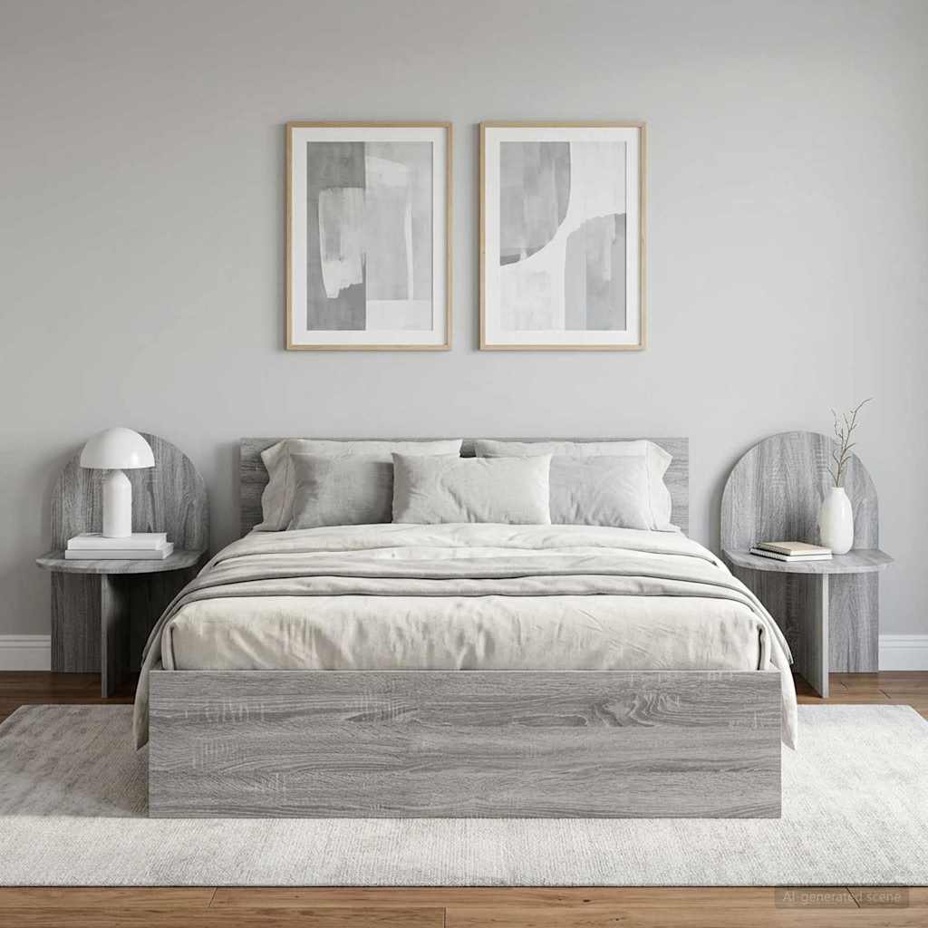 Sengebord 2 pcs Grå sonoma-eg 48 x 49 x 65 cm Konstrueret træ billede