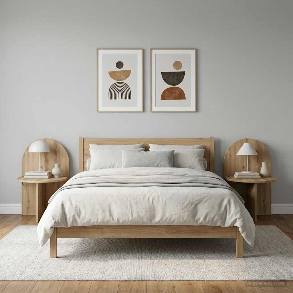 Sengebord 2 pcs Artisan-eg 48 x 49 x 65 cm Konstrueret træ billede