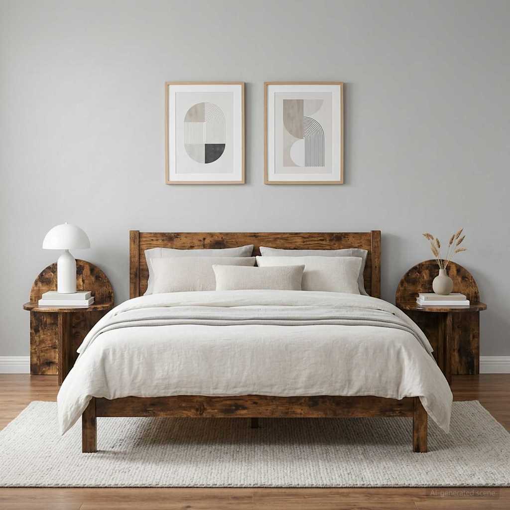 Sengebord 2 pcs Røget eg 40 x 35,5 x 45,5 cm Konstrueret træ