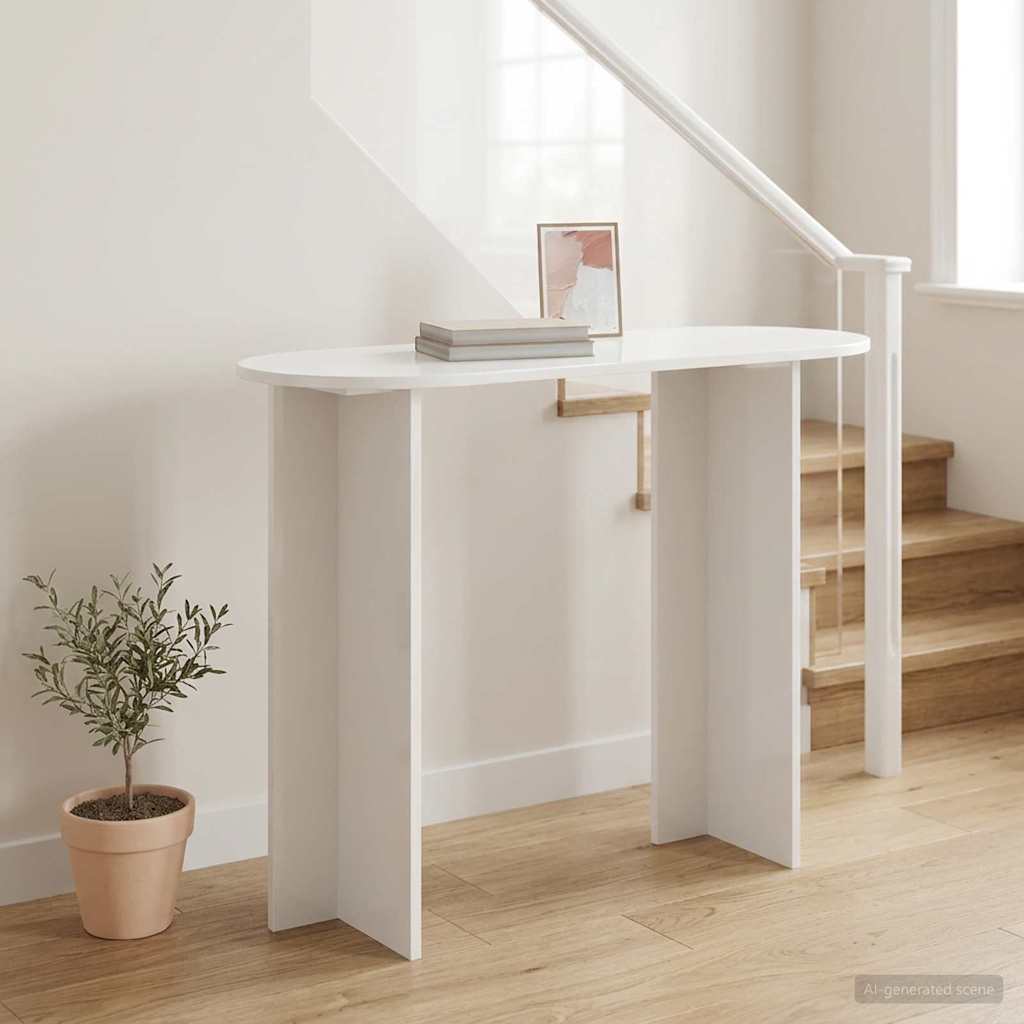 Konsolbord Hvid højglans 100 x 39,5 x 75 cm Konstrueret træ billede