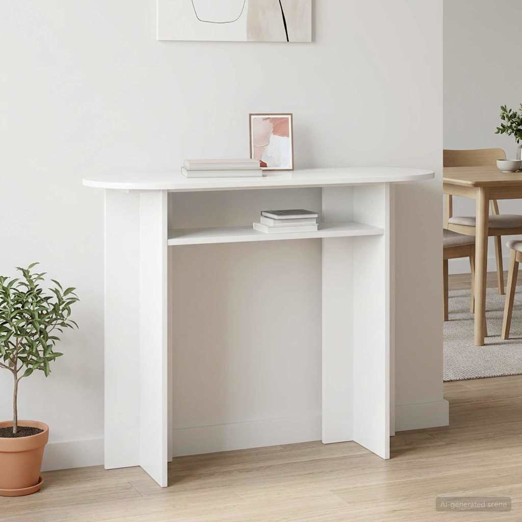 Konsolbord Hvid højglans 100 x 39,5 x 75 cm Konstrueret træ billede