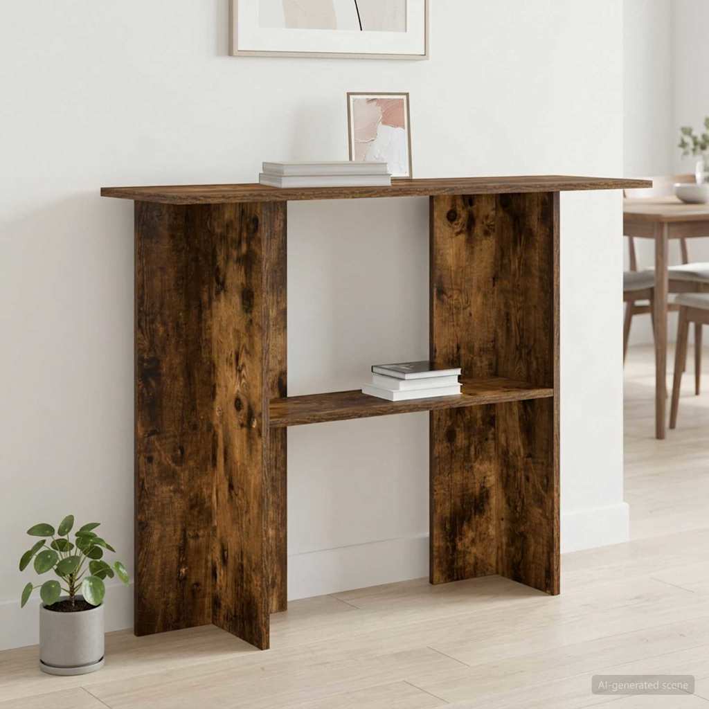 Konsolbord Røget eg 100 x 30 x 75 cm Konstrueret træ billede