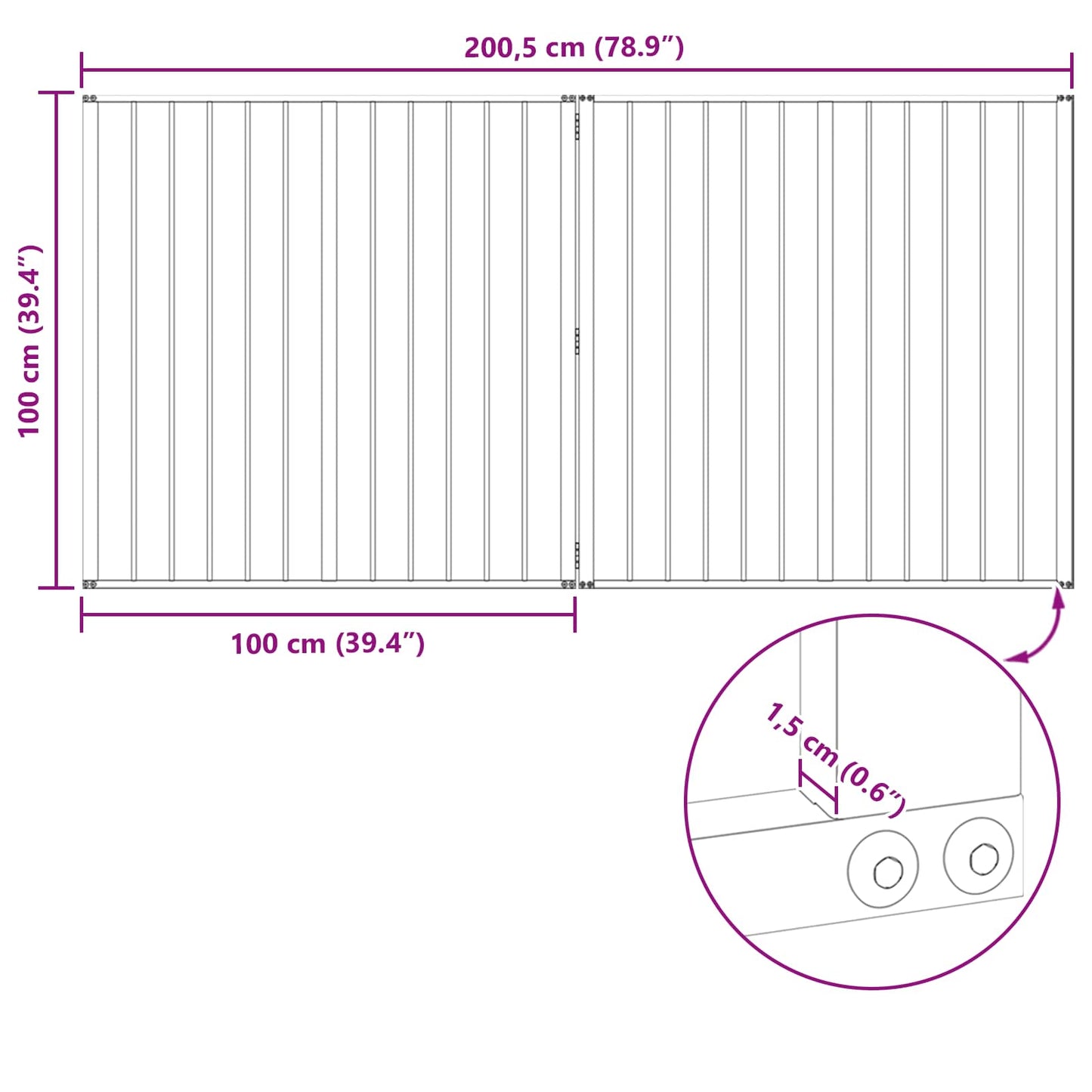 Hundedør 2 Panels Sort 100 x 100 cm Galvaniseret stål