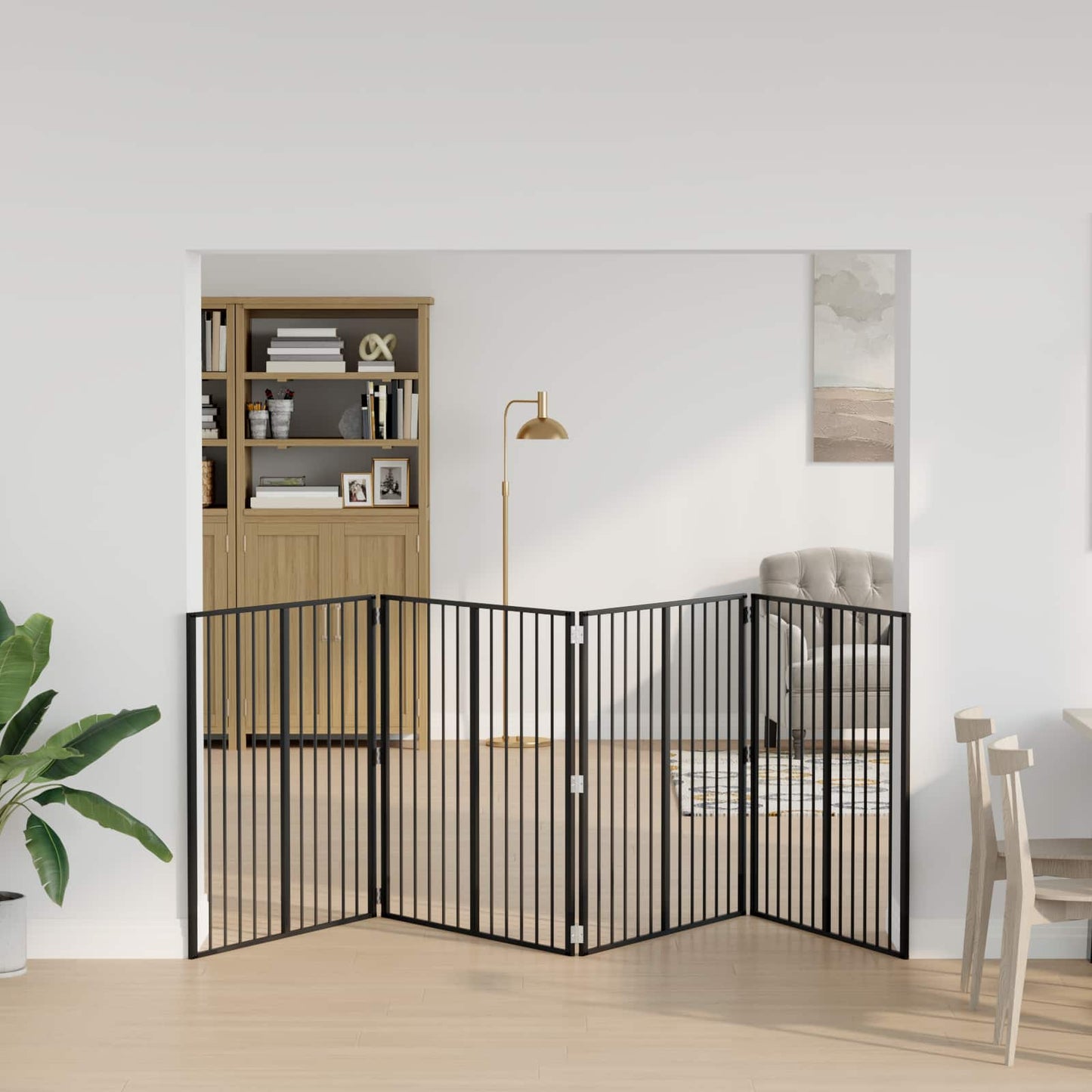 Hundedør 4 pcs Sort 100 x 100 cm Galvaniseret stål