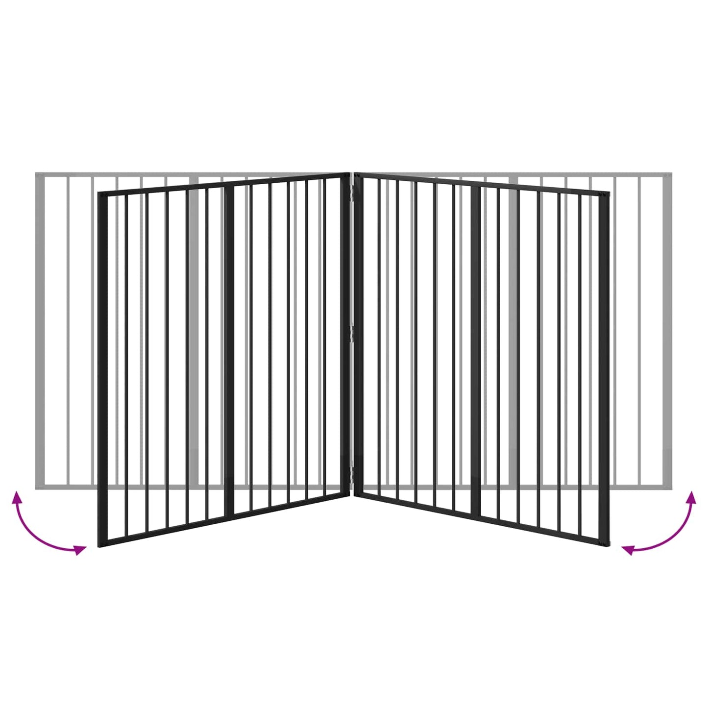 Hundedør 4 pcs Sort 100 x 100 cm Galvaniseret stål
