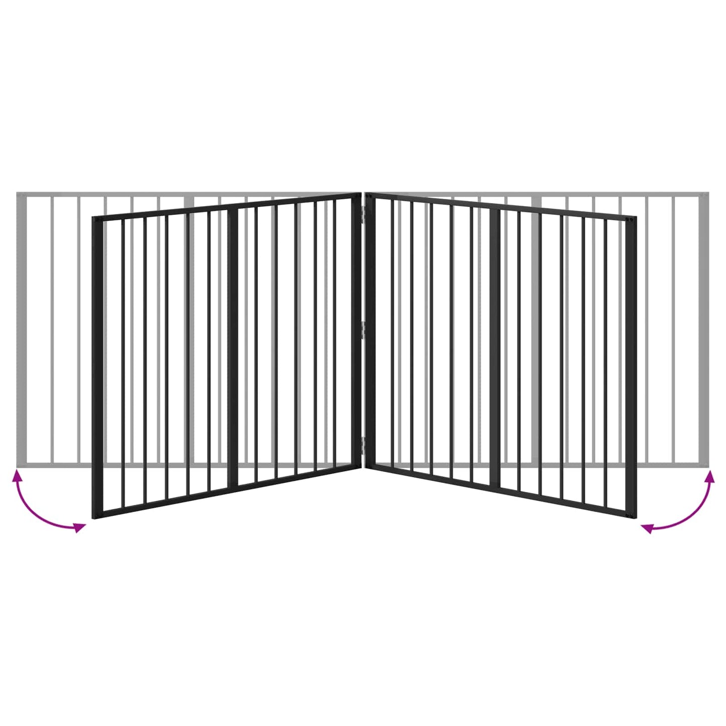 Hundedør 2 pcs Sort 100 x 80 cm Galvaniseret stål