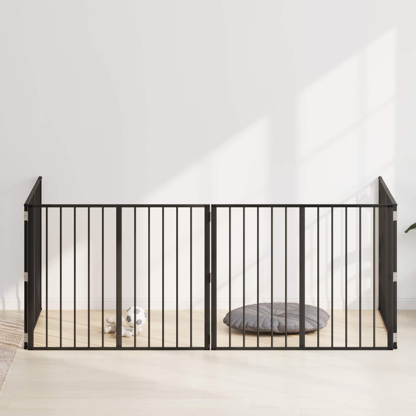 Hundedør 4 pcs Sort 100 x 80 cm Galvaniseret stål