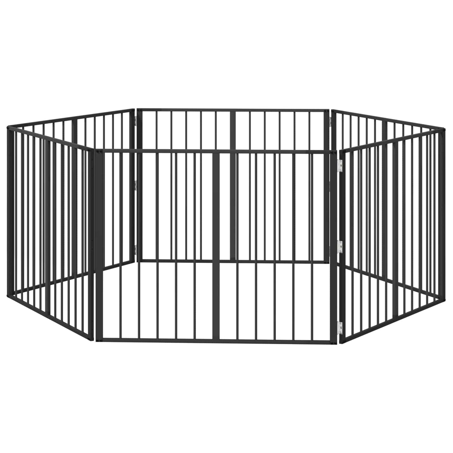 Hundedør 6 pcs Sort 100 x 80 cm Galvaniseret stål