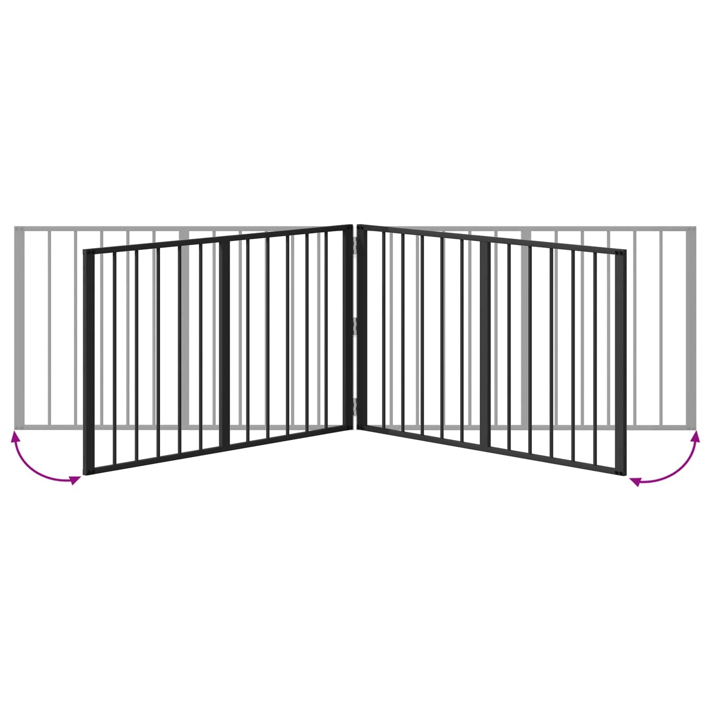 Hundedør 2 pcs Sort 100 x 60 cm Galvaniseret stål