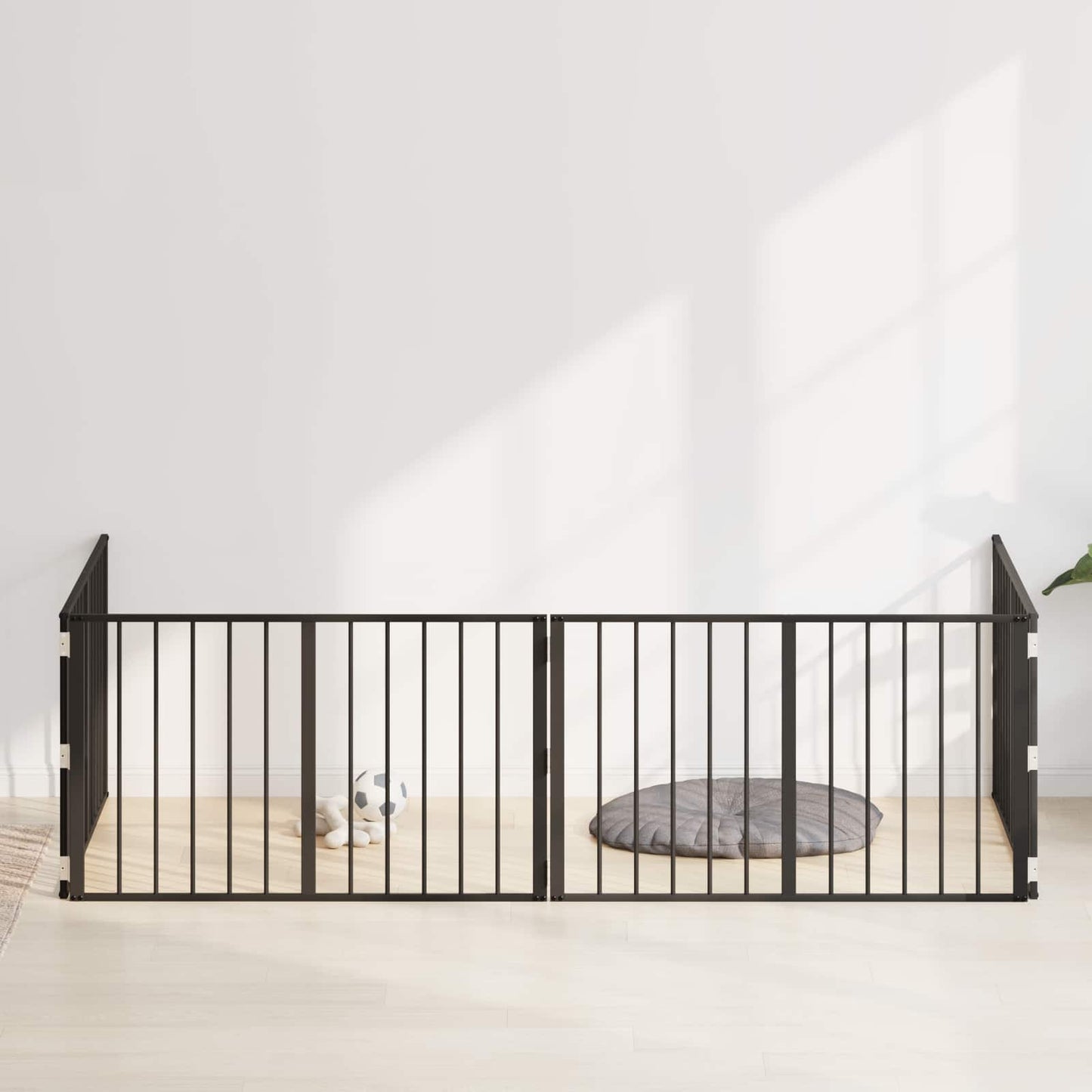 Hundedør 4 pcs Sort 100 x 60 cm Galvaniseret stål