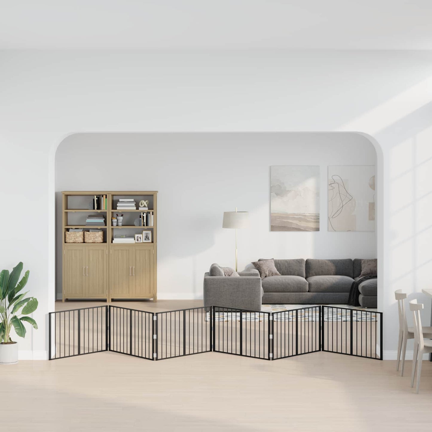 Hundedør 6 pcs Sort 100 x 60 cm Galvaniseret stål