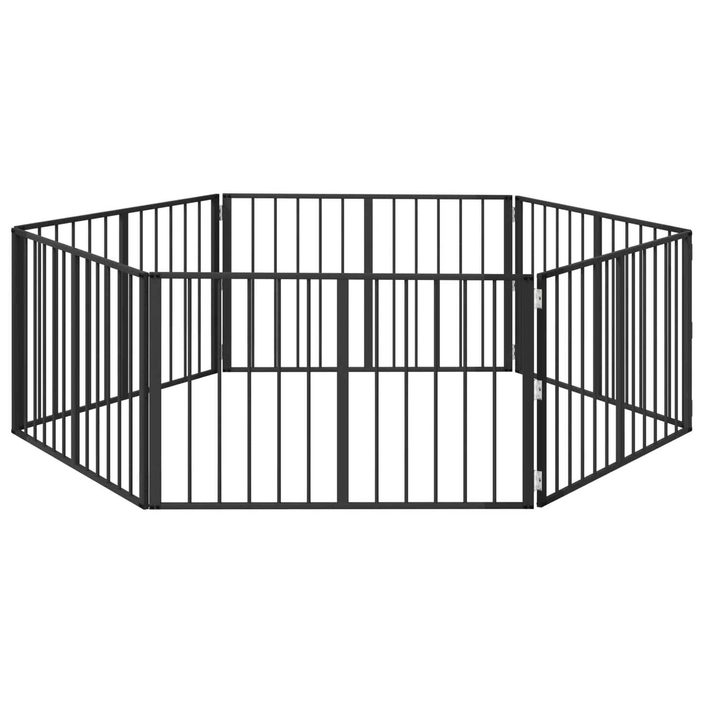 Hundedør 6 pcs Sort 100 x 60 cm Galvaniseret stål