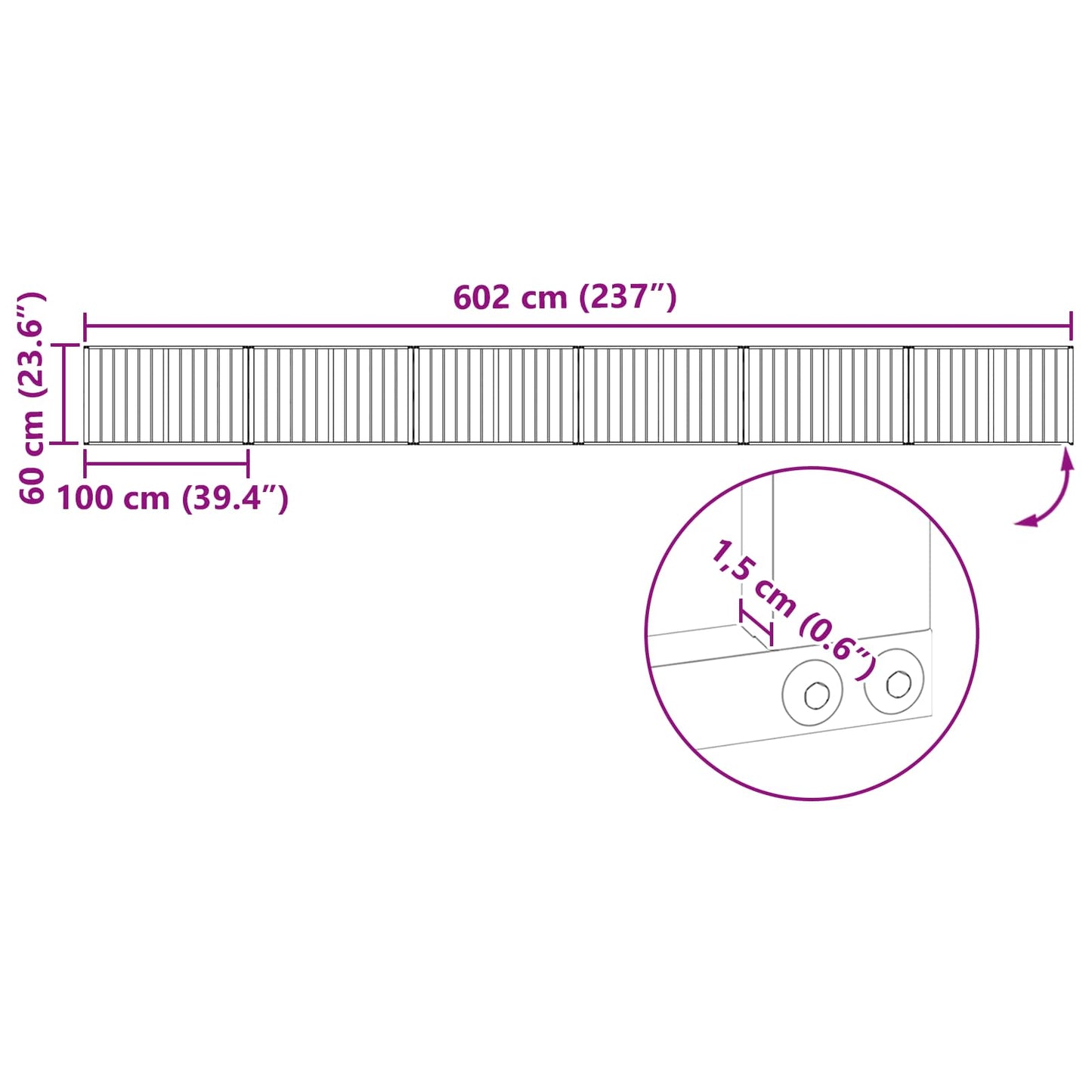 Hundedør 6 pcs Sort 100 x 60 cm Galvaniseret stål
