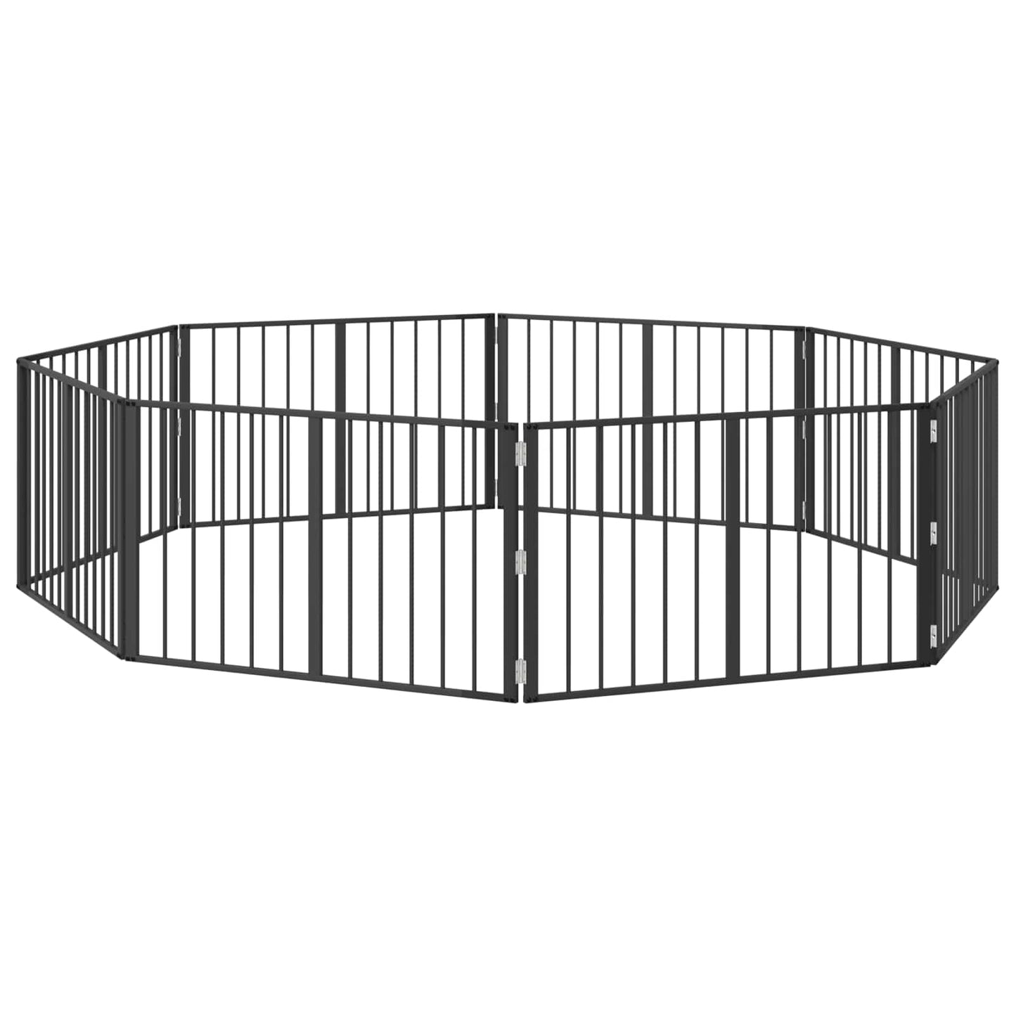 Hundedør 8 pcs Sort 100 x 60 cm Galvaniseret stål