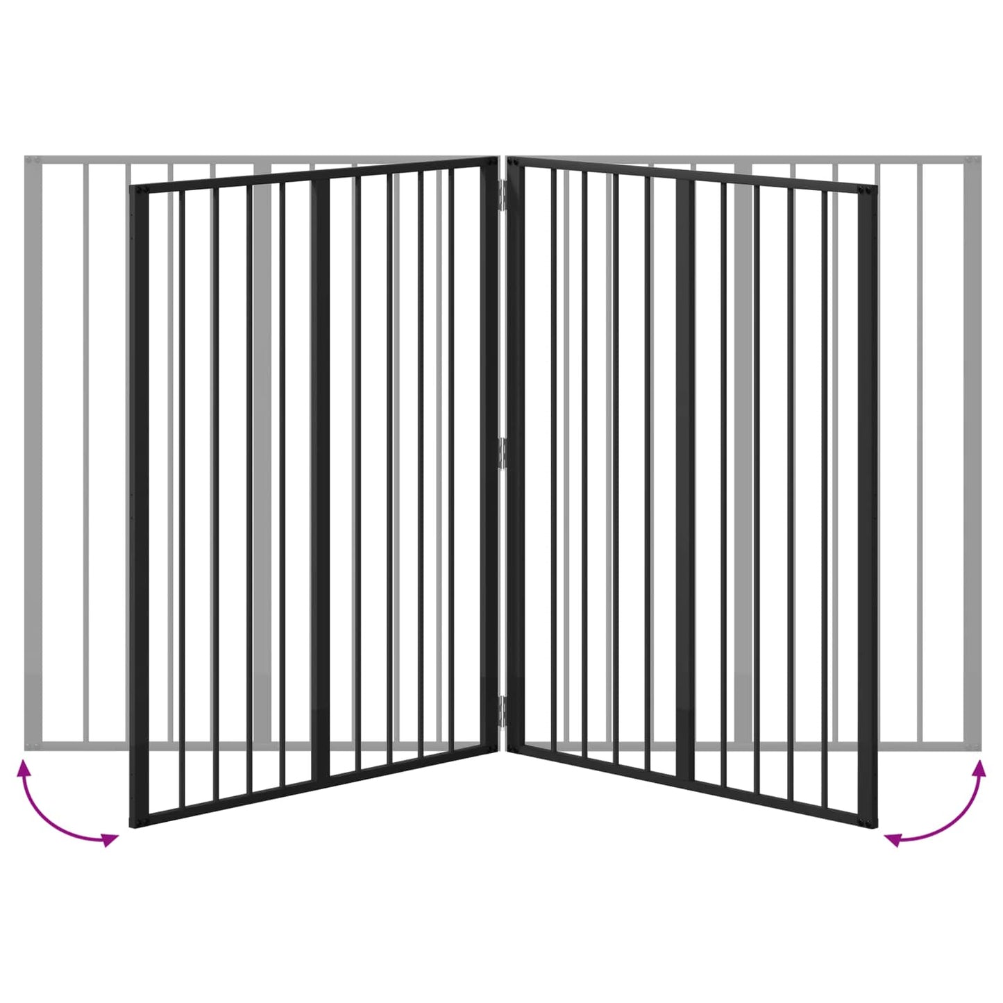 Hundedør 2 pcs Sort 80 x 100 cm Galvaniseret stål