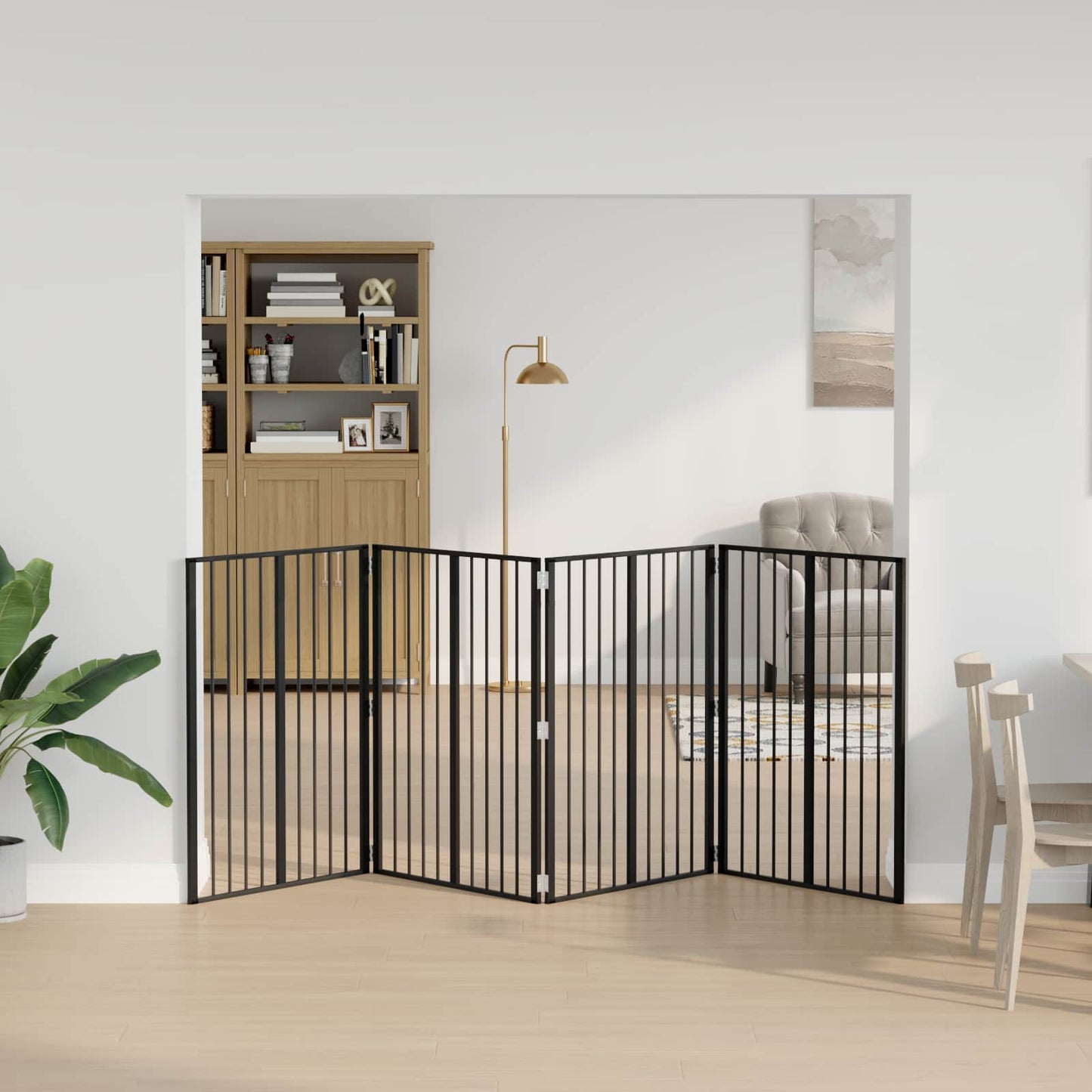 Hundedør 4 pcs Sort 80 x 100 cm Galvaniseret stål