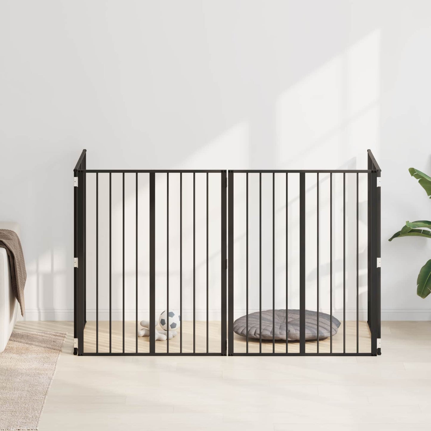 Hundedør 4 pcs Sort 80 x 100 cm Galvaniseret stål