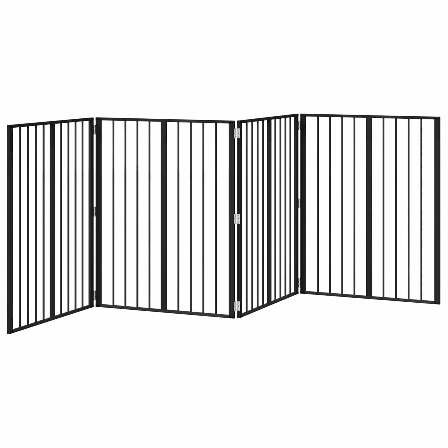 Hundedør 4 pcs Sort 80 x 100 cm Galvaniseret stål