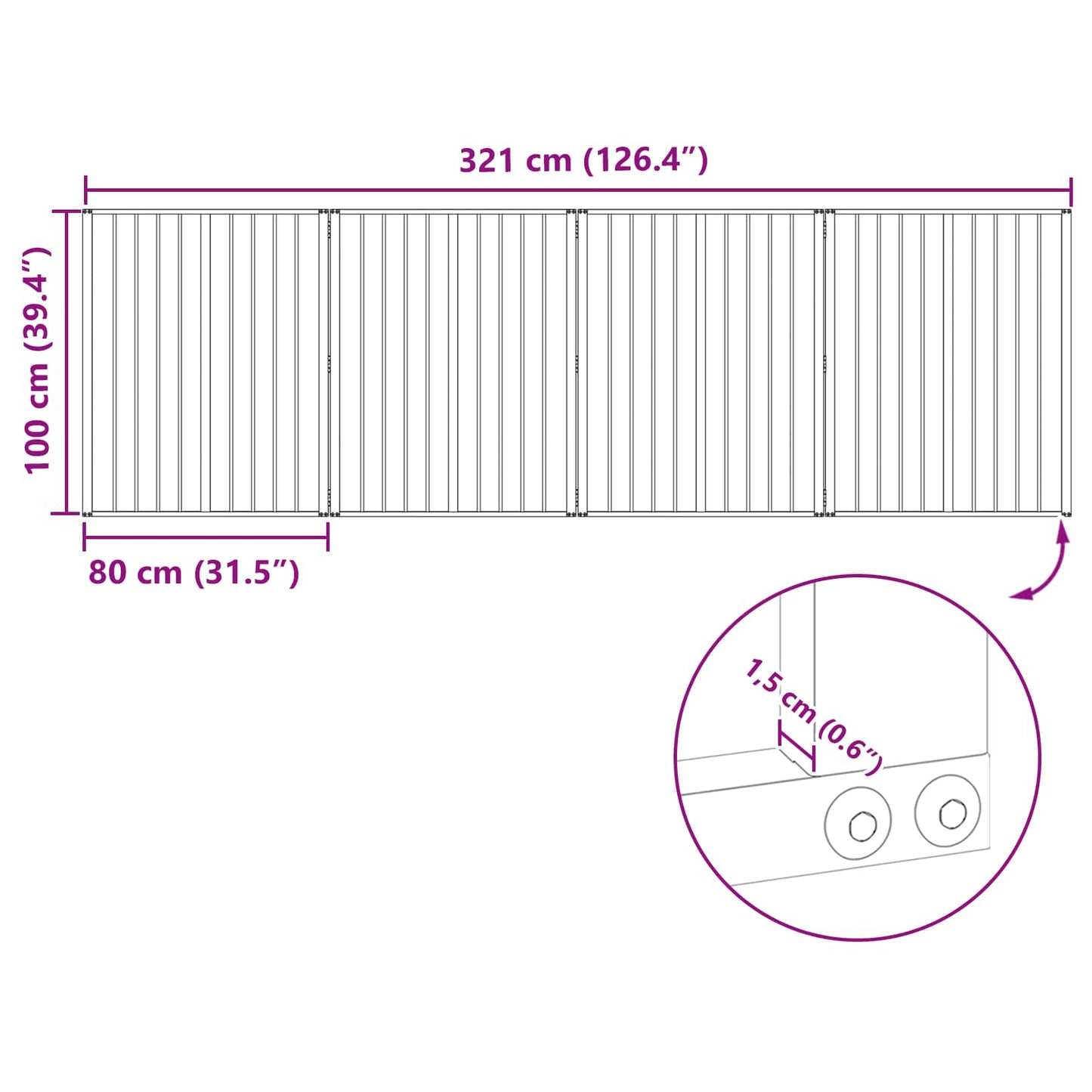 Hundedør 4 pcs Sort 80 x 100 cm Galvaniseret stål