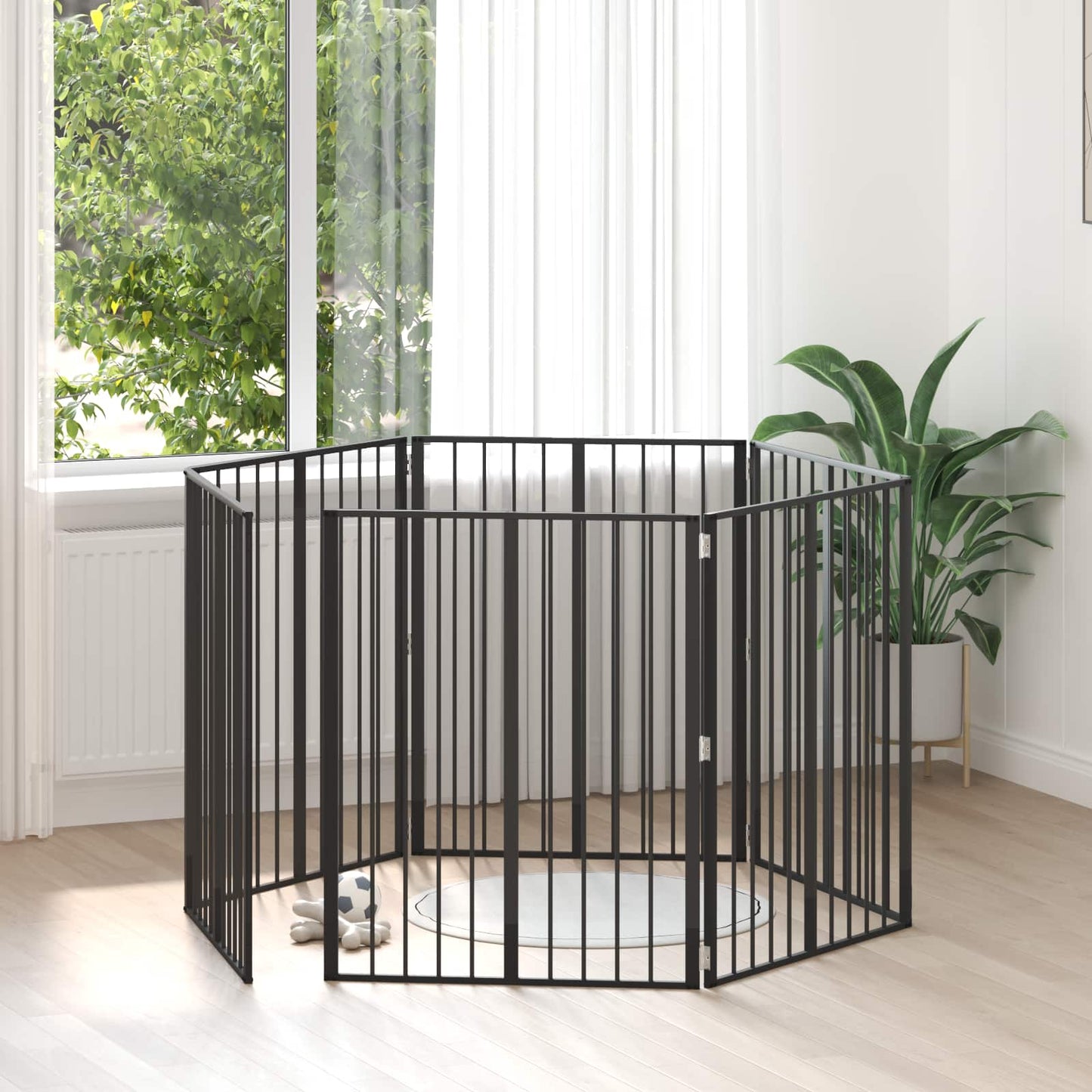 Hundedør 6 pcs Sort 80 x 100 cm Galvaniseret stål