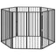 Hundedør 6 pcs Sort 80 x 100 cm Galvaniseret stål