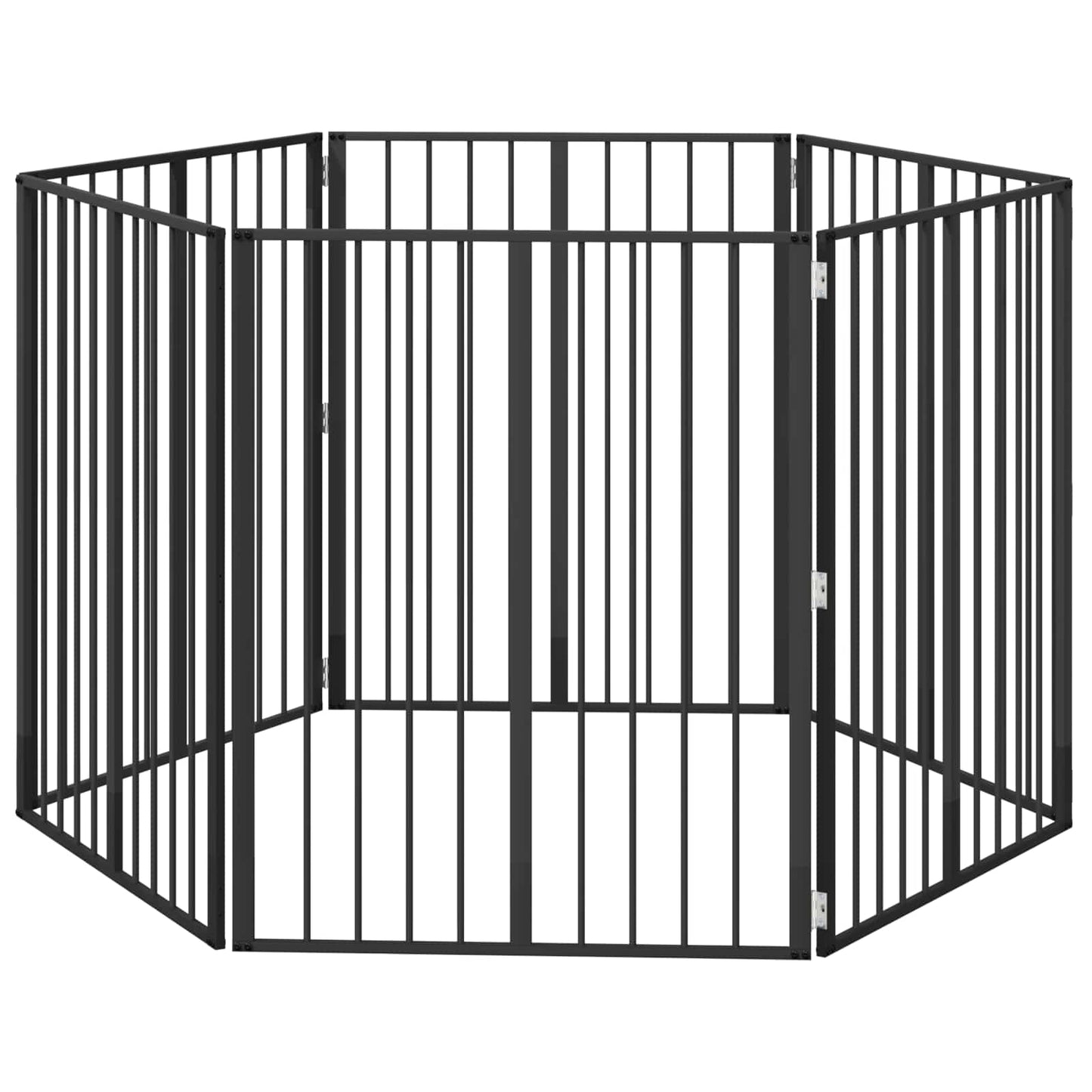 Hundedør 6 pcs Sort 80 x 100 cm Galvaniseret stål