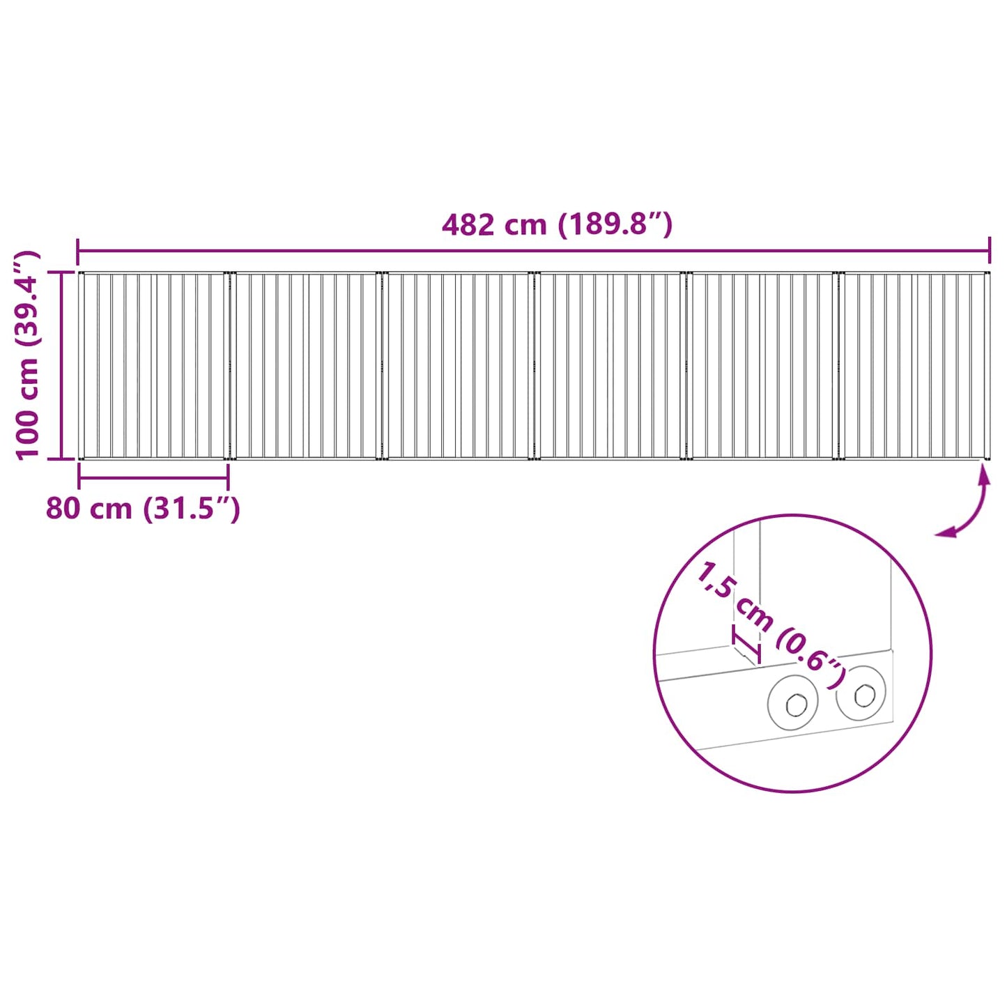 Hundedør 6 pcs Sort 80 x 100 cm Galvaniseret stål