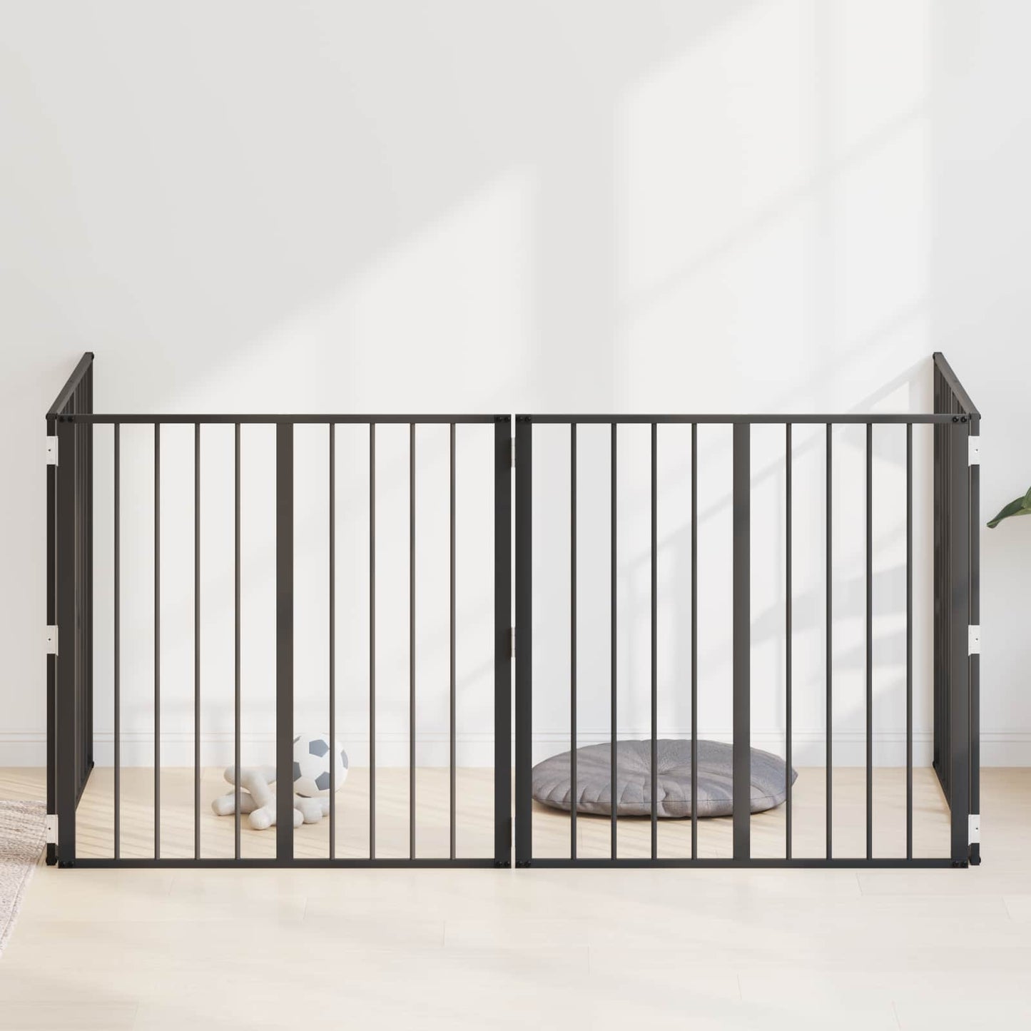 Hundedør 4 pcs Sort 80 x 80 cm Galvaniseret stål