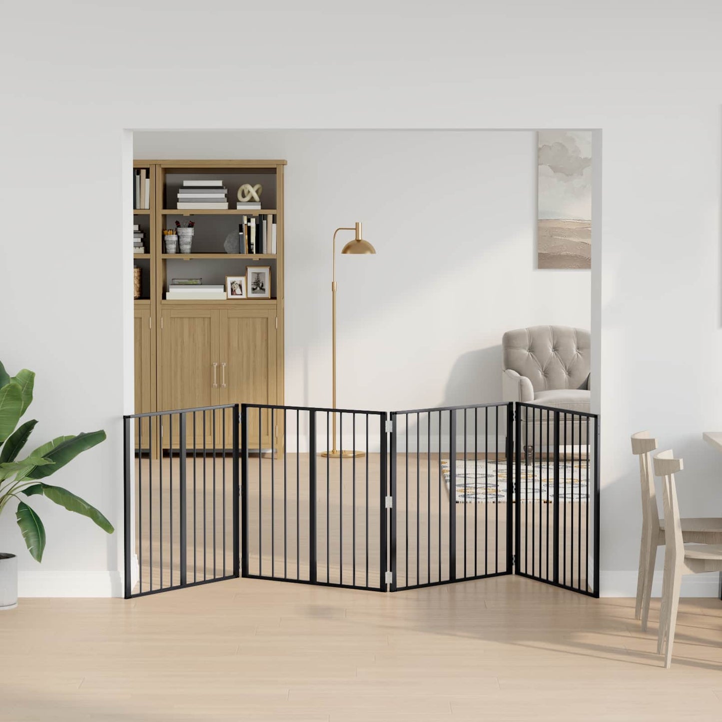 Hundedør 4 pcs Sort 80 x 80 cm Galvaniseret stål