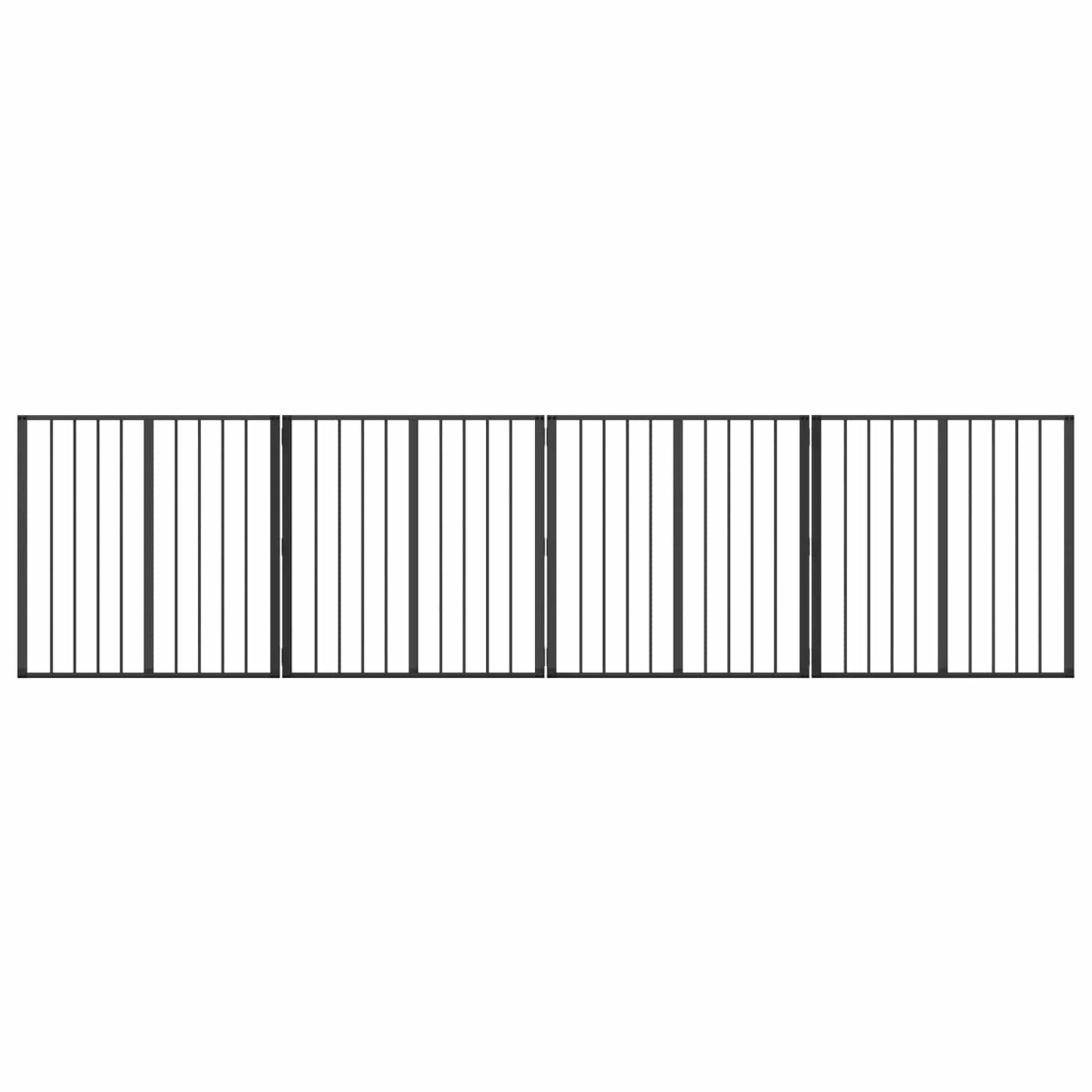Hundedør 4 pcs Sort 80 x 80 cm Galvaniseret stål