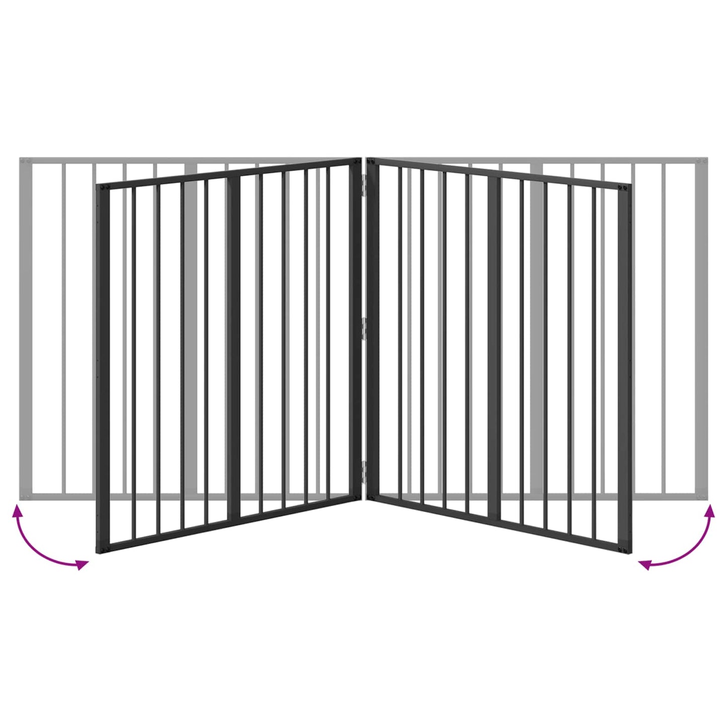 Hundedør 4 pcs Sort 80 x 80 cm Galvaniseret stål