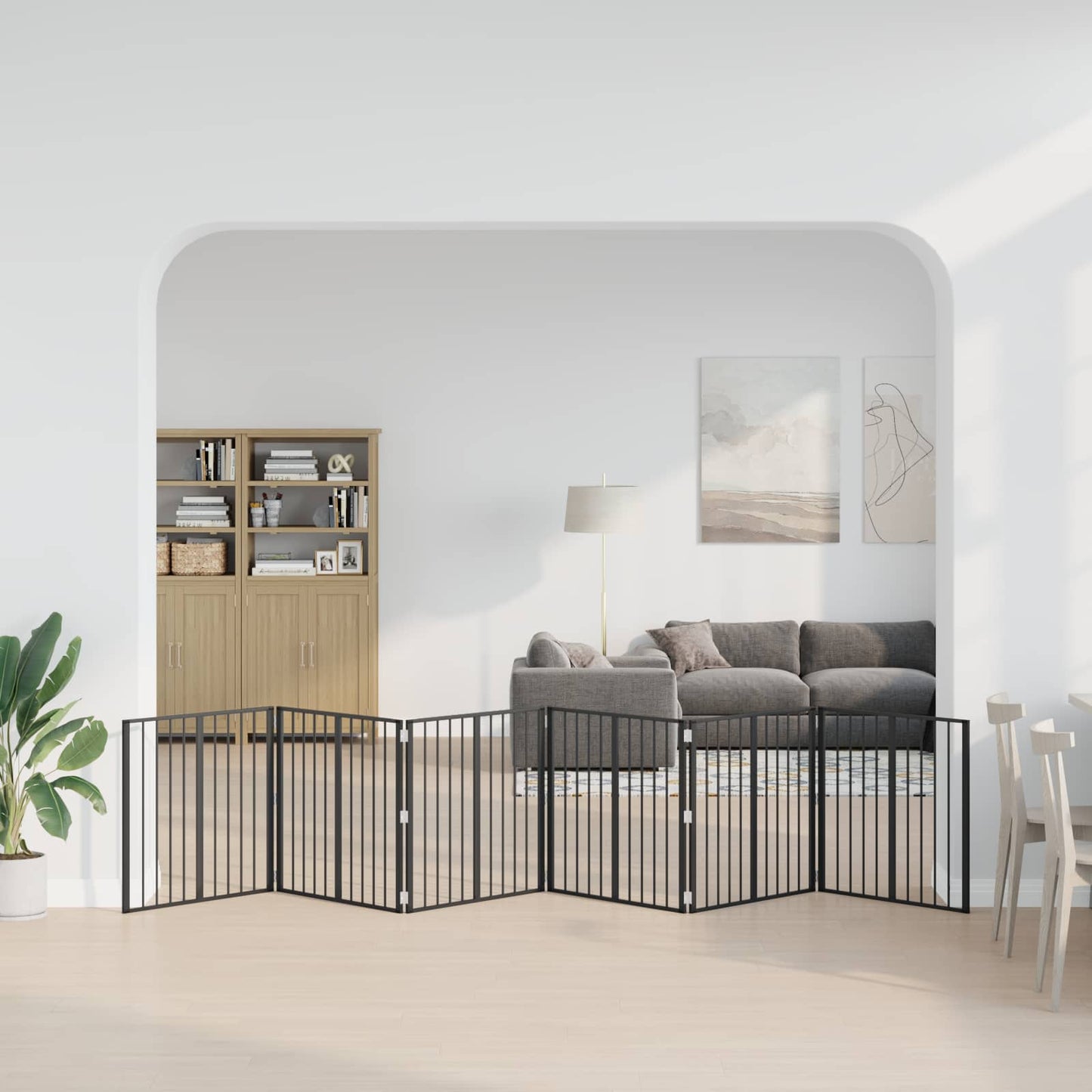 Hundedør 6 pcs Sort 80 x 80 cm Galvaniseret stål