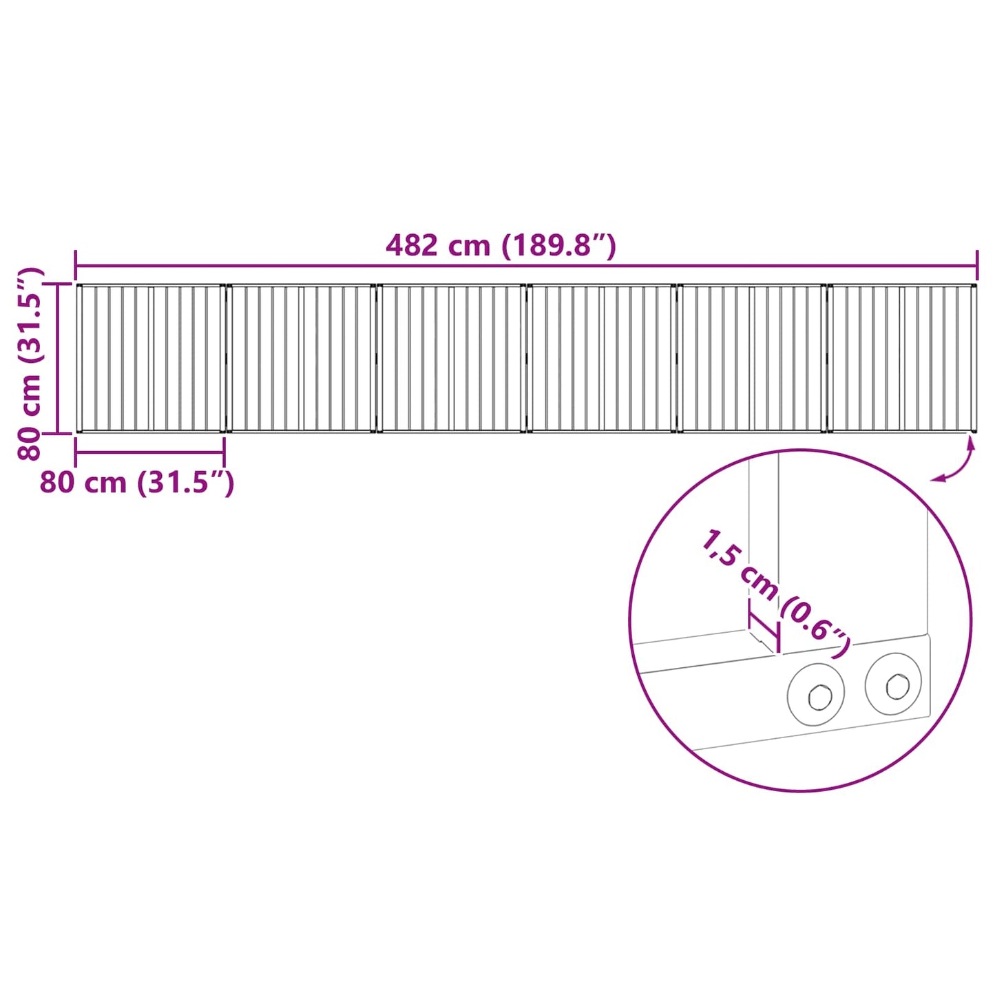 Hundedør 6 pcs Sort 80 x 80 cm Galvaniseret stål