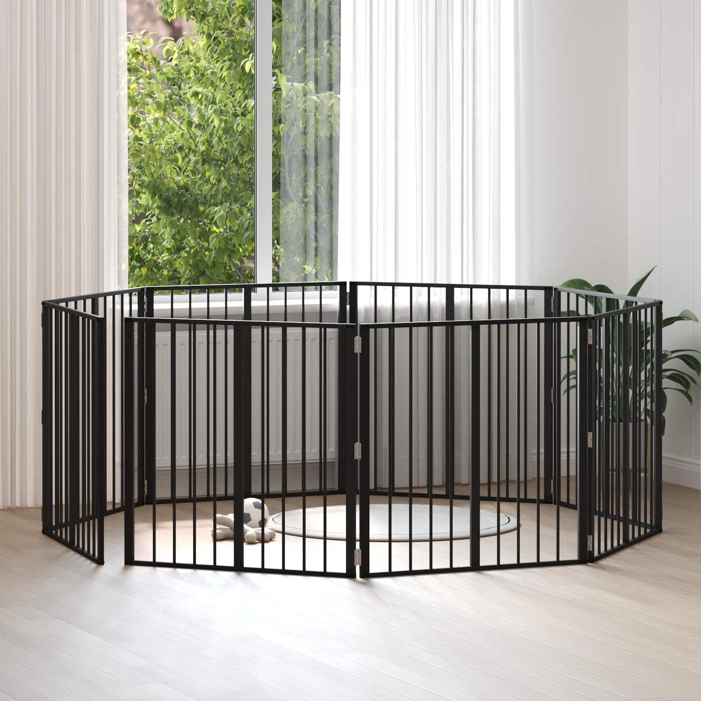 Hundedør 8 pcs Sort 80 x 80 cm Galvaniseret stål