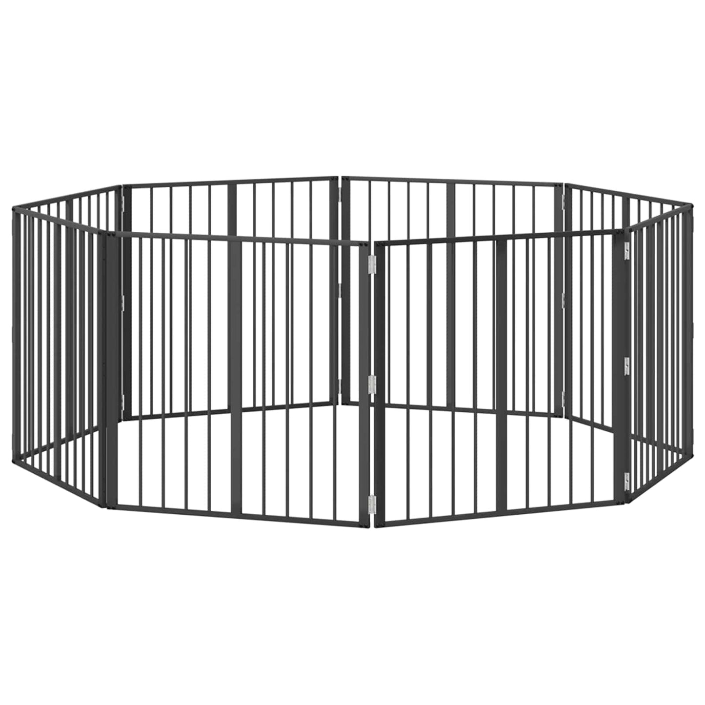 Hundedør 8 pcs Sort 80 x 80 cm Galvaniseret stål