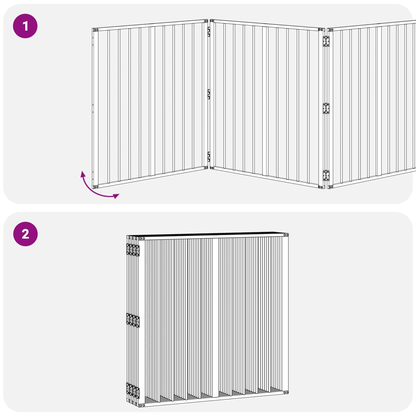 Hundedør 8 pcs Sort 80 x 80 cm Galvaniseret stål