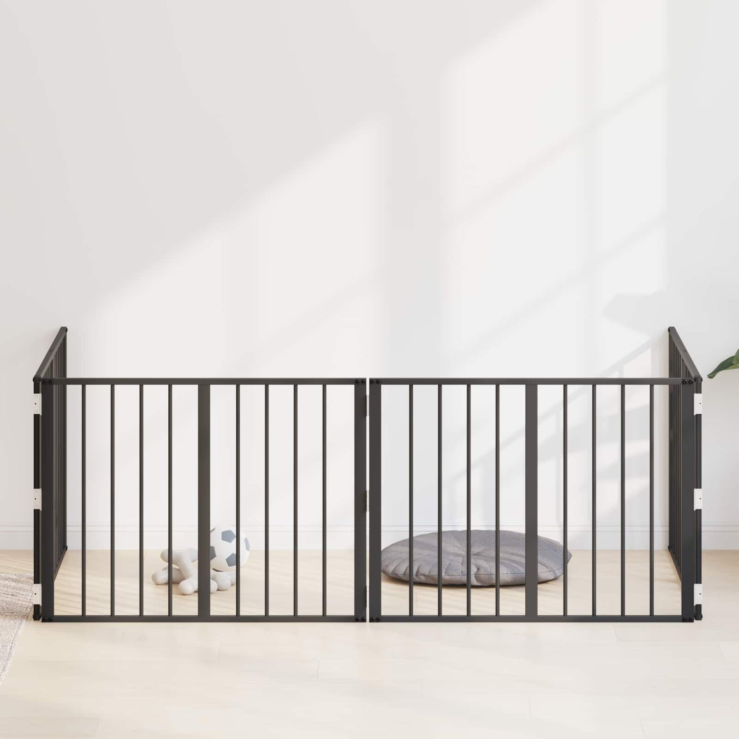 Hundedør 4 pcs Sort 80 x 60 cm Galvaniseret stål