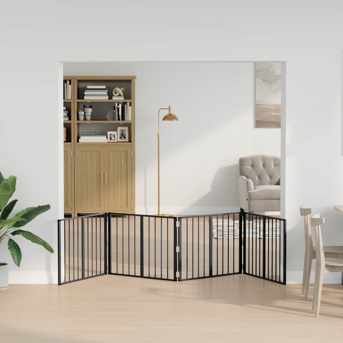 Hundedør 4 pcs Sort 80 x 60 cm Galvaniseret stål