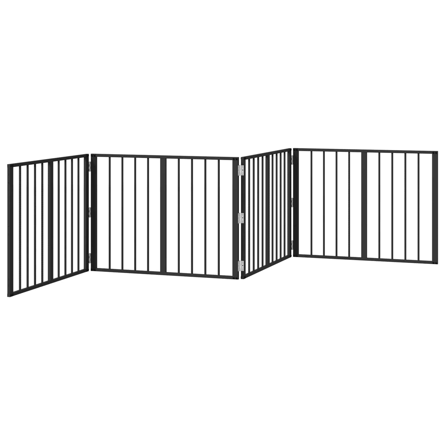 Hundedør 4 pcs Sort 80 x 60 cm Galvaniseret stål