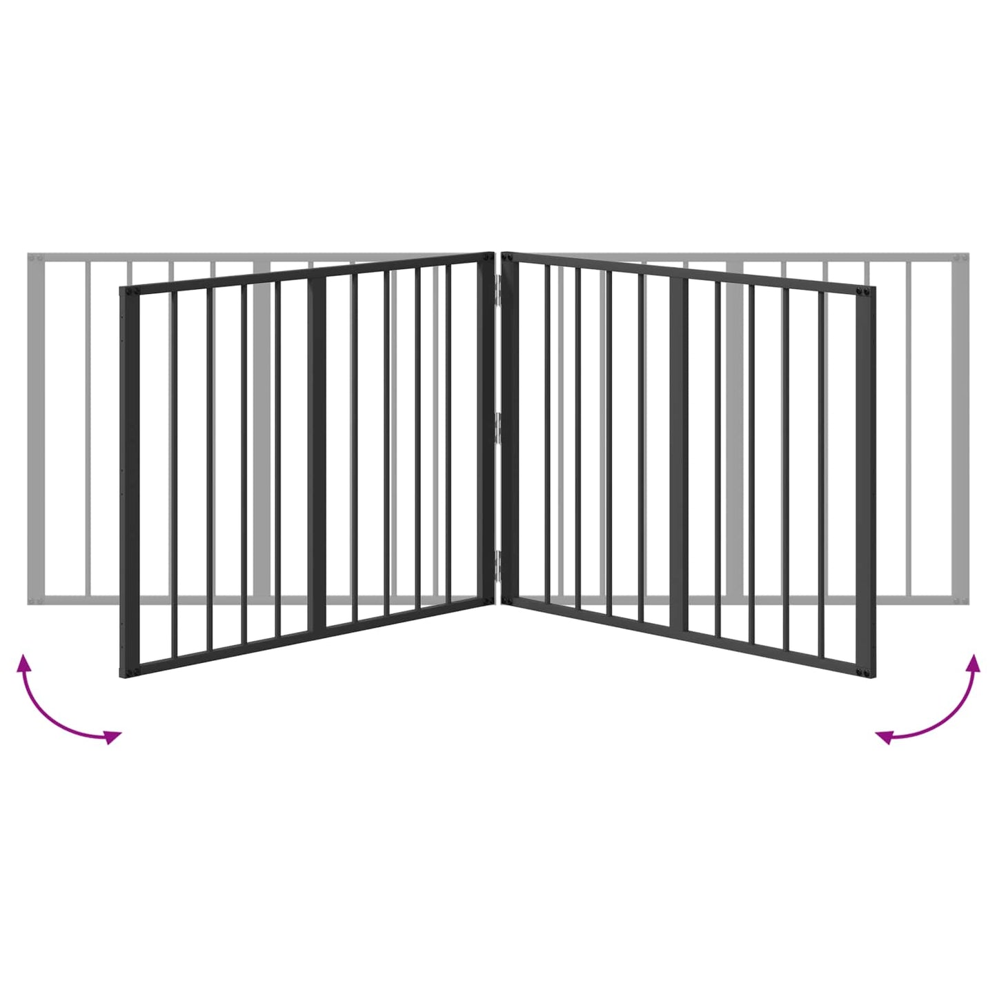 Hundedør 4 pcs Sort 80 x 60 cm Galvaniseret stål