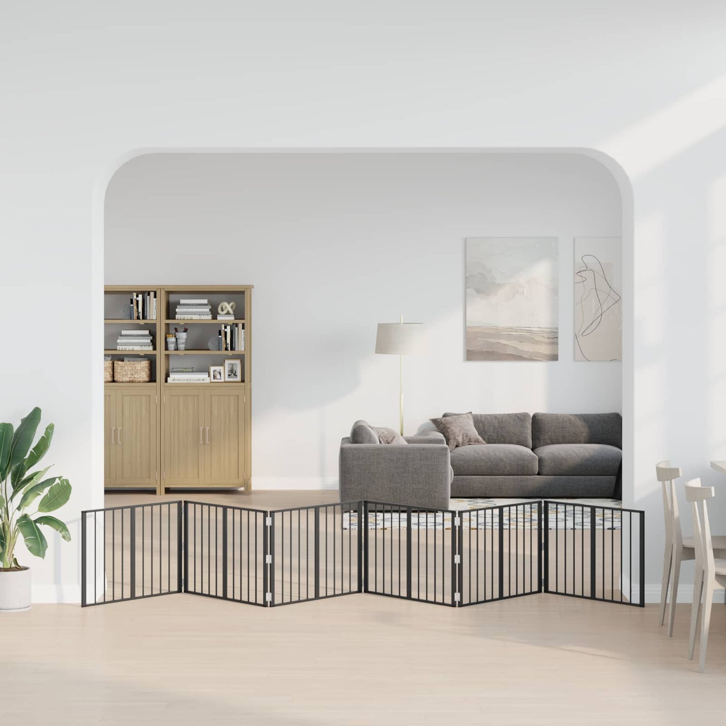 Hundedør 6 pcs Sort 80 x 60 cm Galvaniseret stål