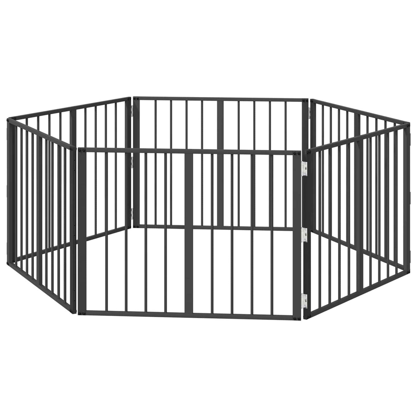 Hundedør 6 pcs Sort 80 x 60 cm Galvaniseret stål