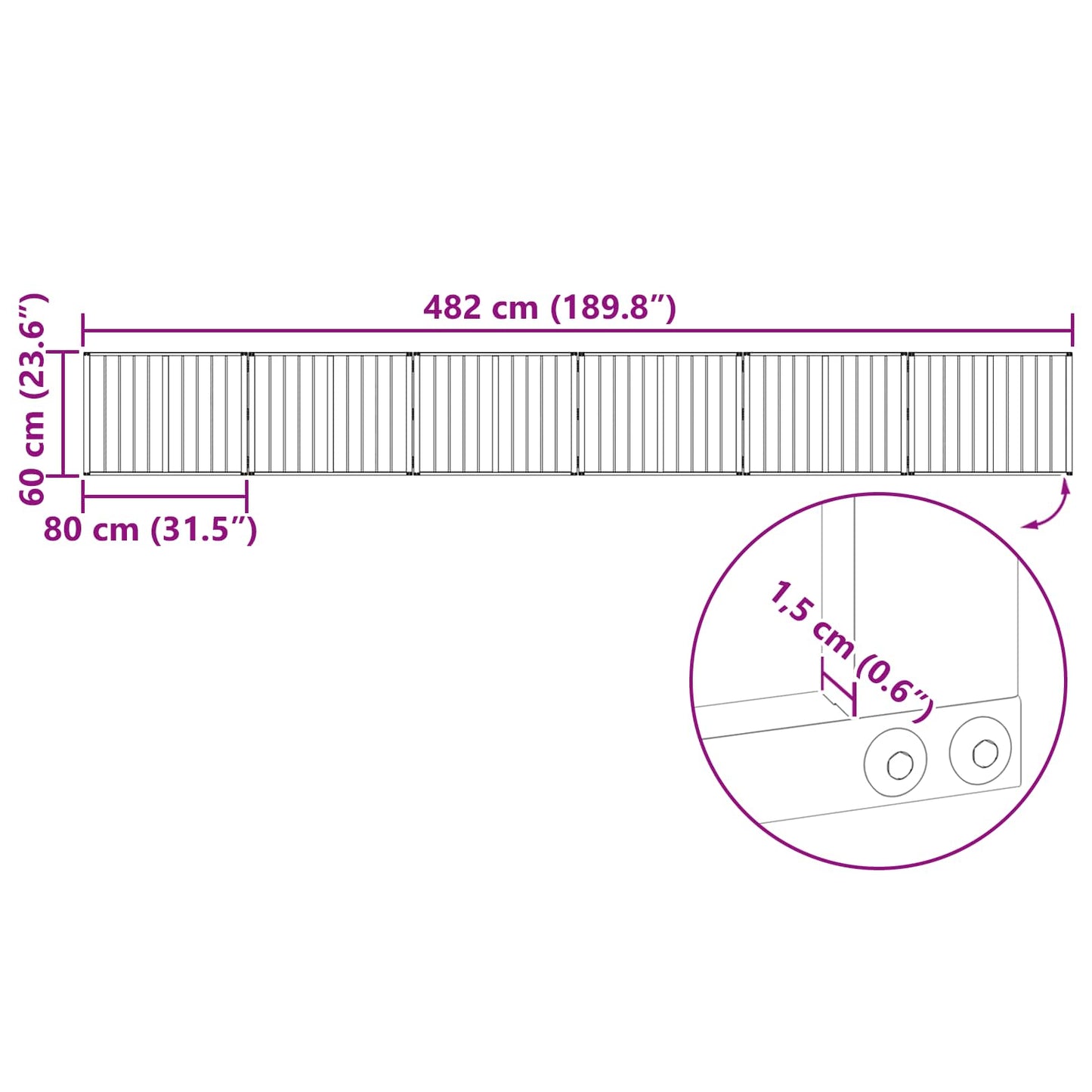 Hundedør 6 pcs Sort 80 x 60 cm Galvaniseret stål