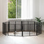 Hundedør 8 pcs Sort 80 x 60 cm Galvaniseret stål