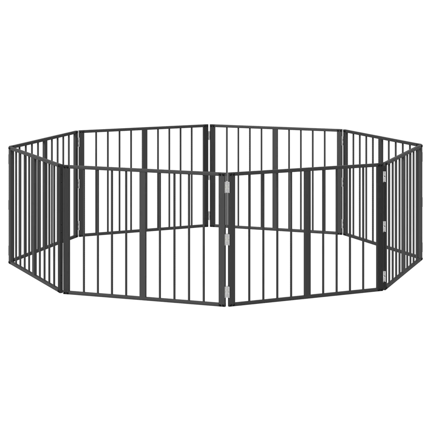 Hundedør 8 pcs Sort 80 x 60 cm Galvaniseret stål