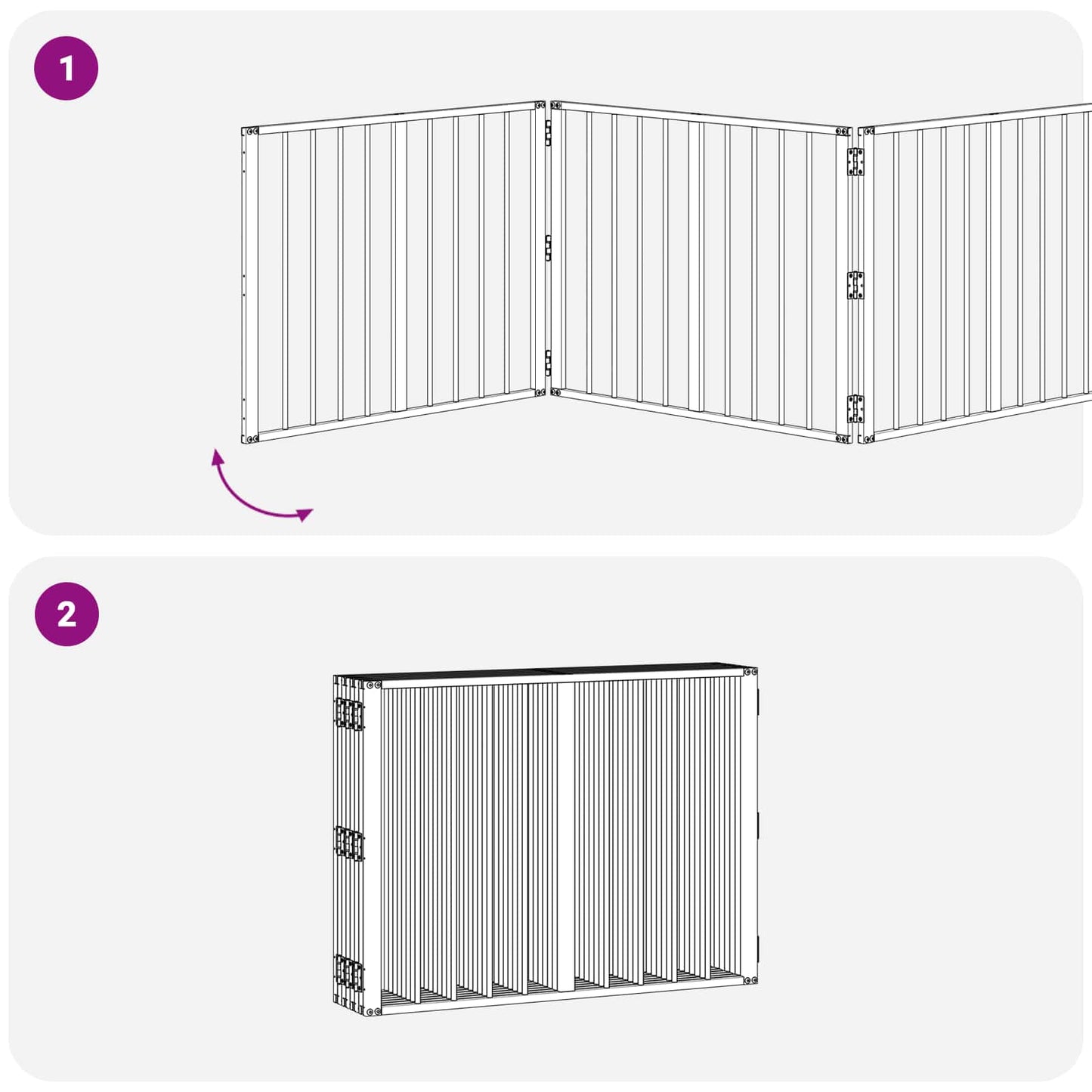 Hundedør 8 pcs Sort 80 x 60 cm Galvaniseret stål